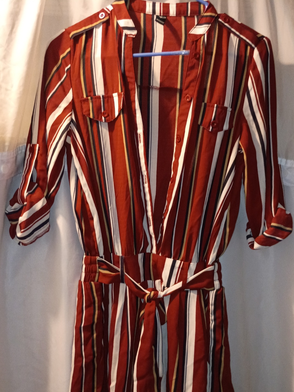 Windsor Rust Red, White & Black Striped Jumpsuit